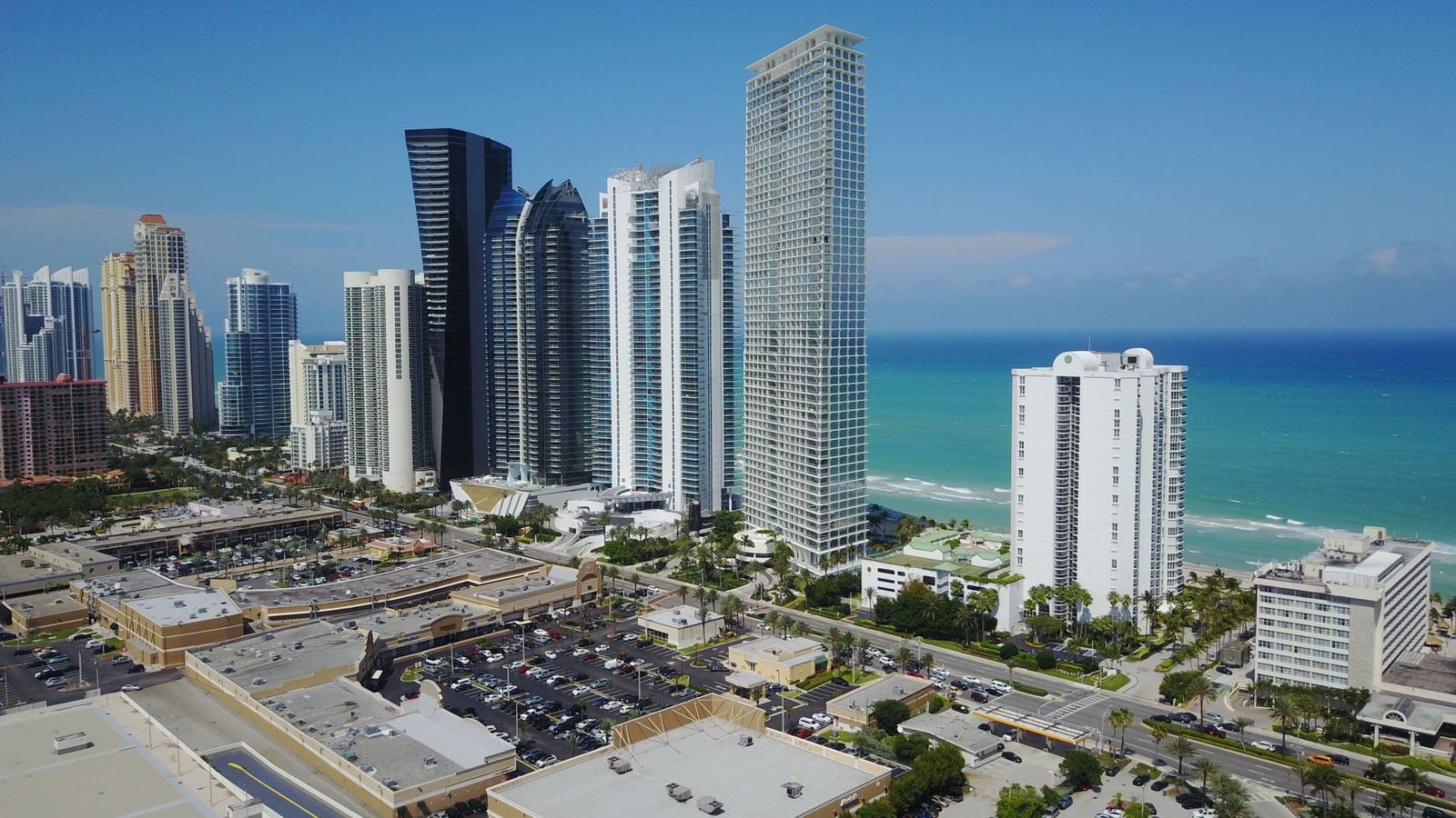 Vista aérea de la costa de Miami, Florida
